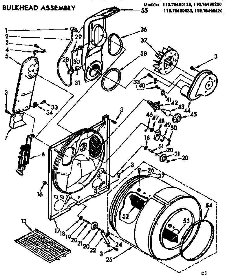 Kenmore 11076490120 bulkhead assembly diagram