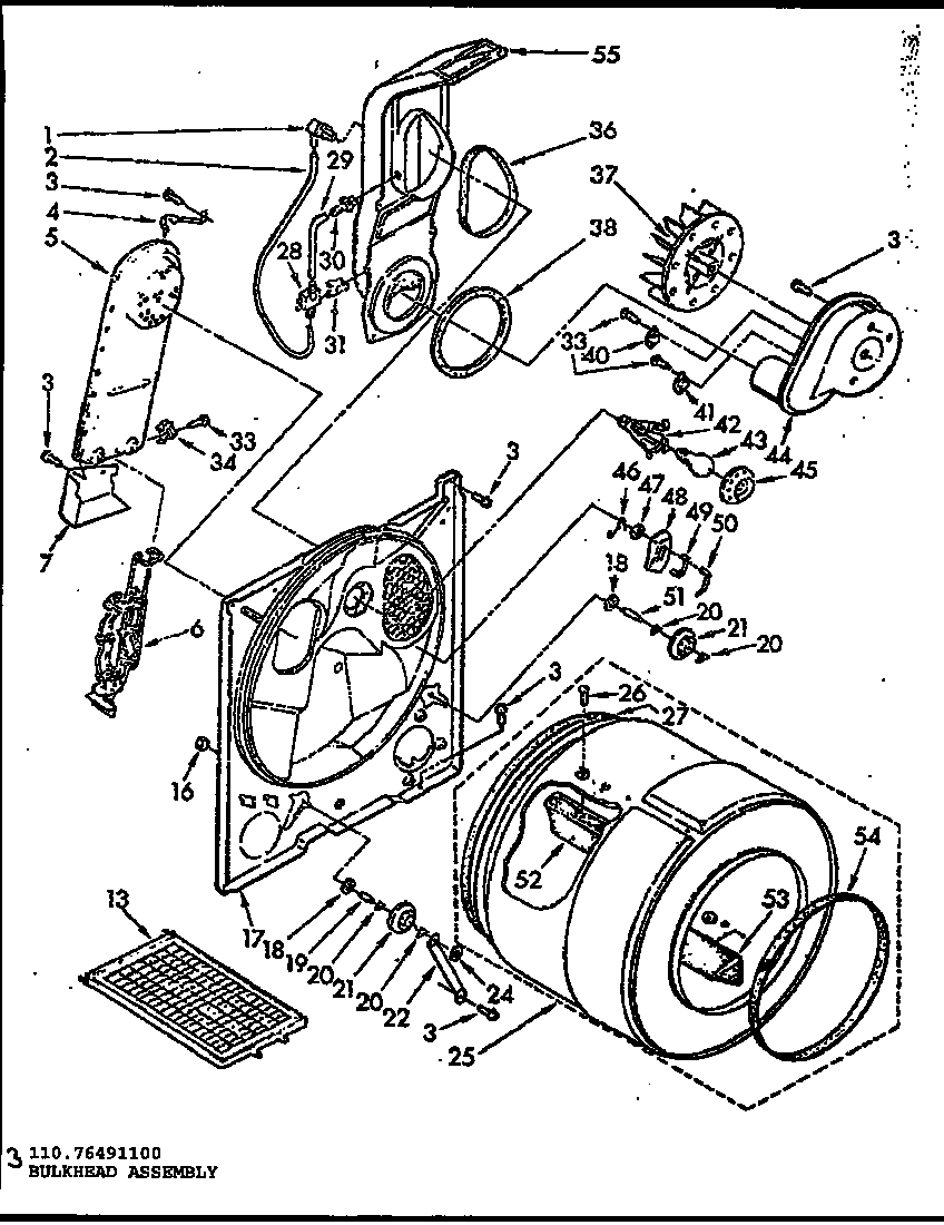 Kenmore 11076491200 bulkhead assembly diagram