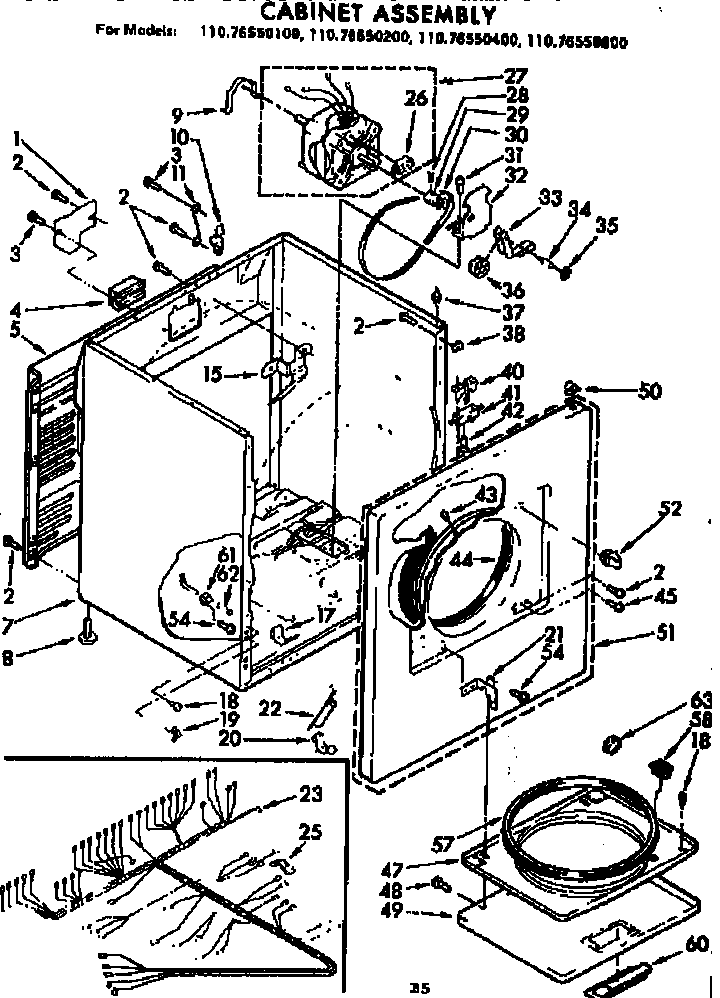 Kenmore 11076550600 cabinet assembly diagram