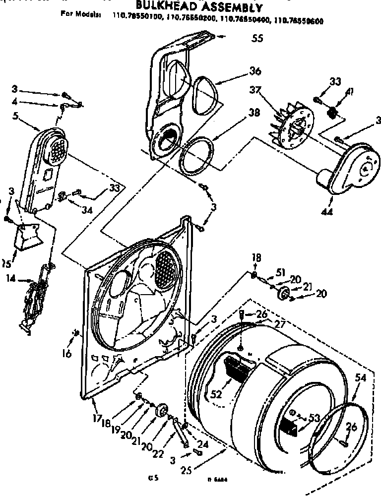 Kenmore 11076550600 bulkhead assembly diagram