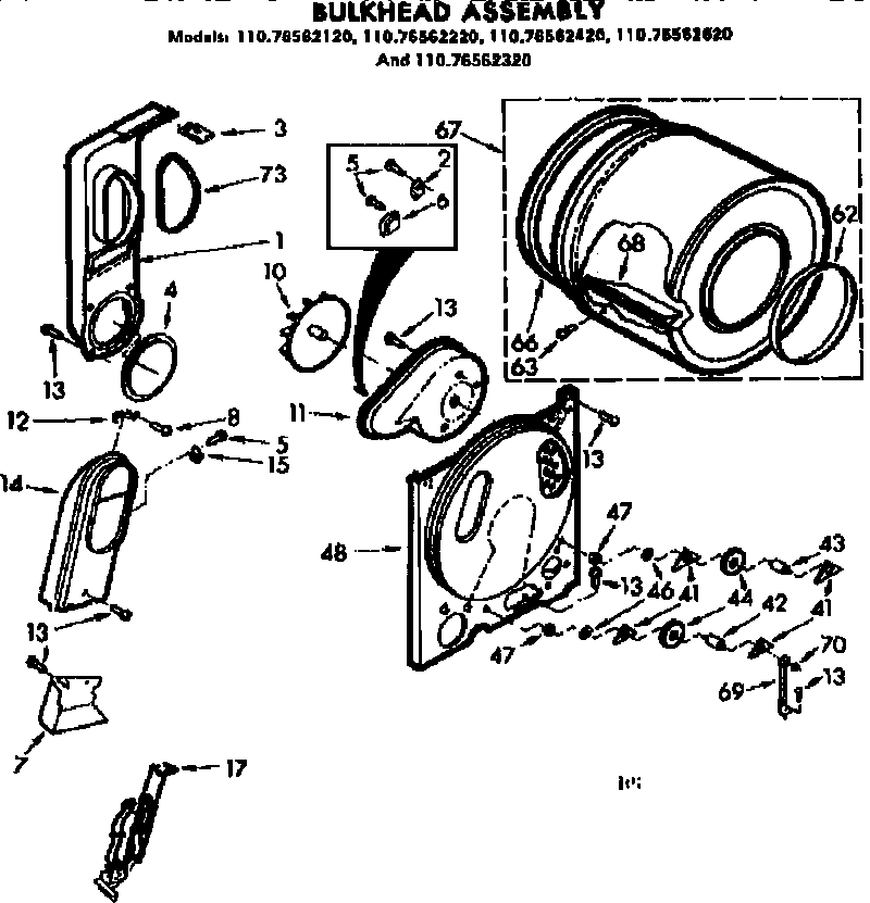 Kenmore 11076562320 bulkhead assembly diagram