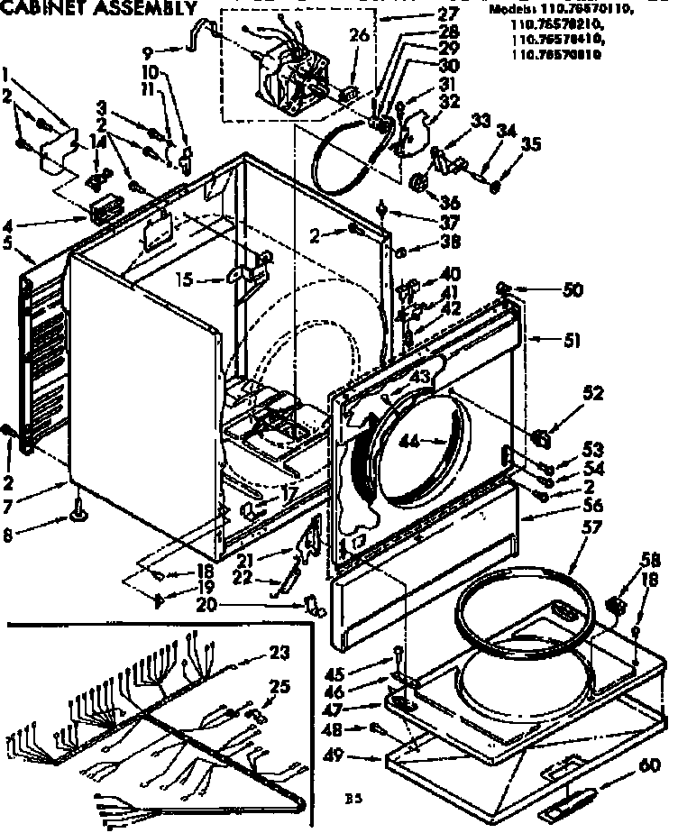 Kenmore 11076570610 cabinet assembly diagram