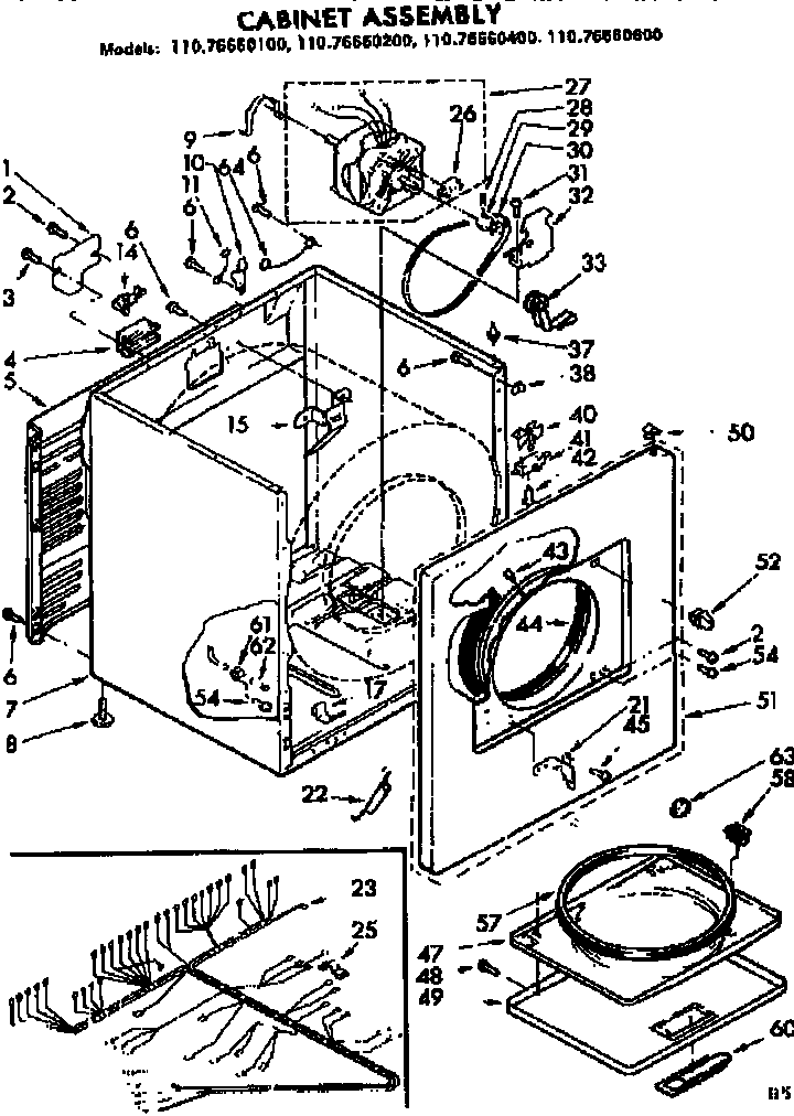 Kenmore 11076660400 cabinet assembly diagram