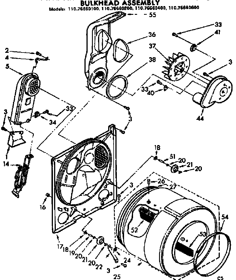 Kenmore 11076660400 bulkhead assembly diagram