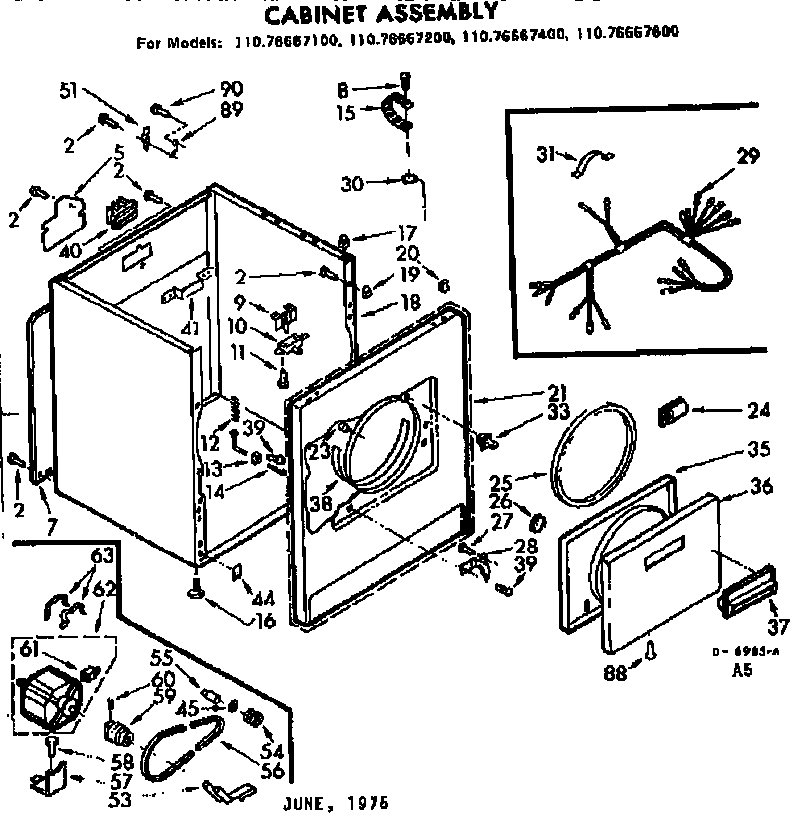 Kenmore 11076667200 cabinet asm diagram