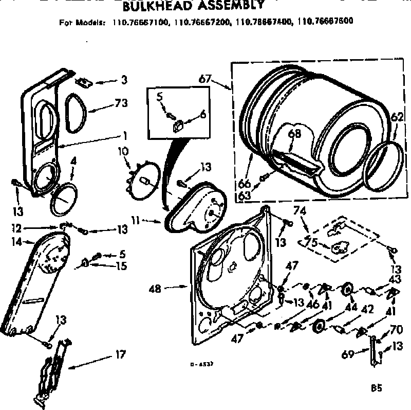 Kenmore 11076667200 bulkhead asm diagram