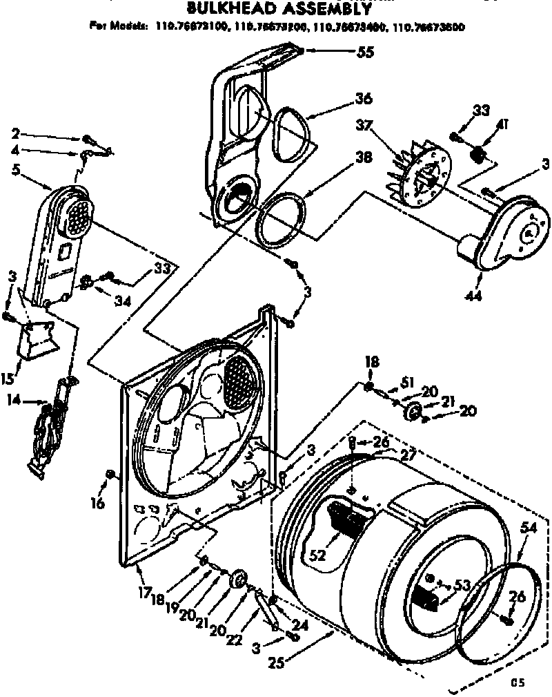 Kenmore 11076673100 bulkhead assembly diagram
