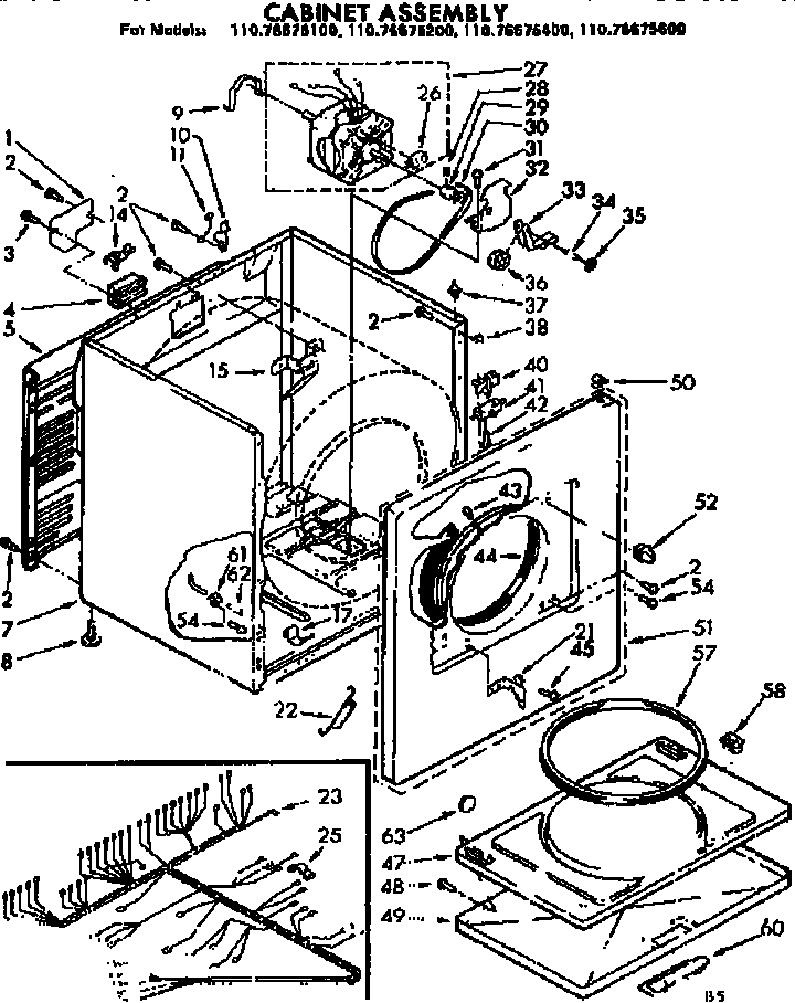 Kenmore 11076675400 cabinet assembly diagram