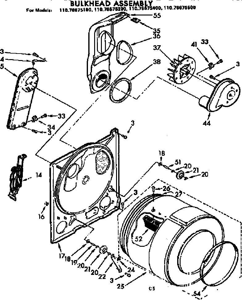 Kenmore 11076675400 bulkhead assembly diagram