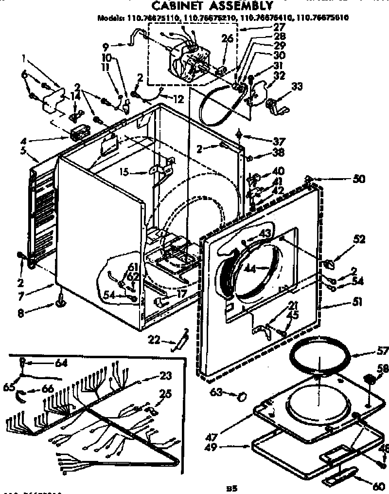 Kenmore 11076675110 cabinet asm diagram