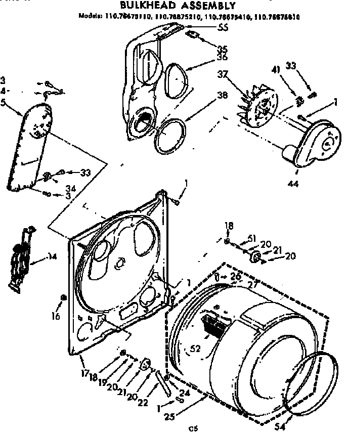 Kenmore 11076675110 bulkhead assembly diagram