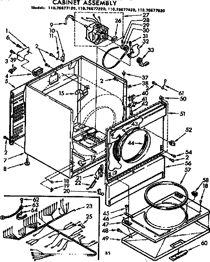 Kenmore 11076677620 cabinet assembly diagram