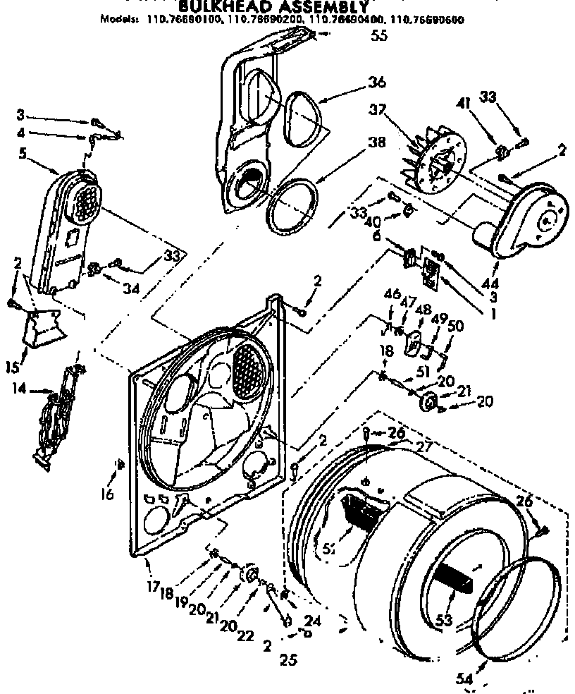 Kenmore 11076690200 bulkhead assembly diagram