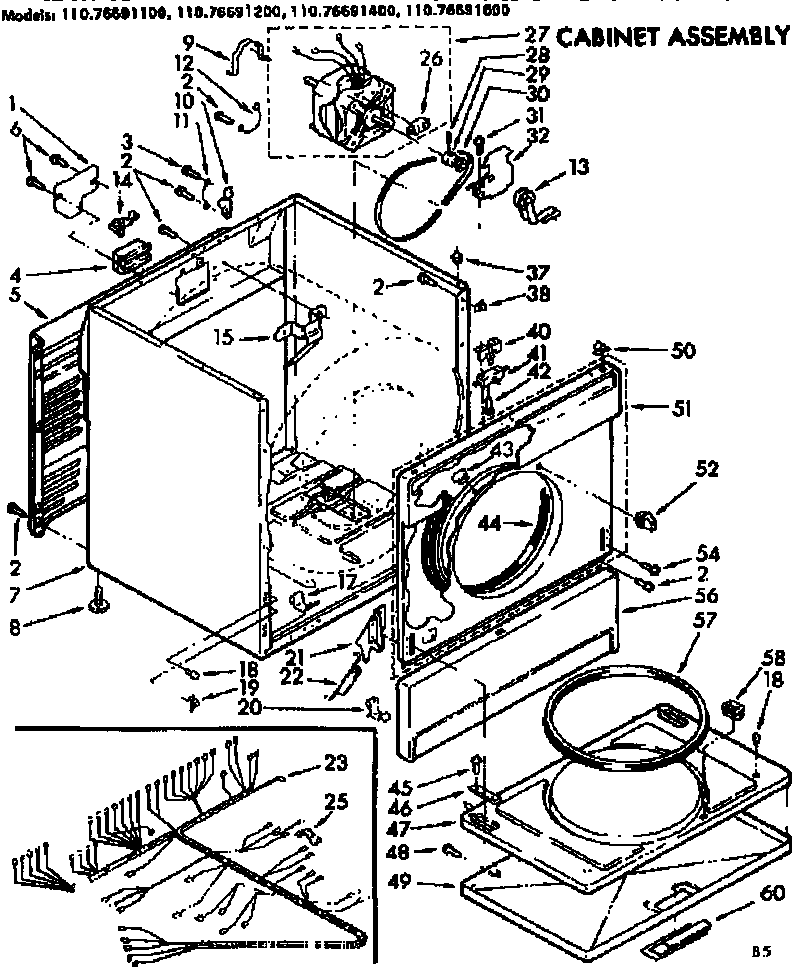 Kenmore 11076691200 cabinet assembly diagram