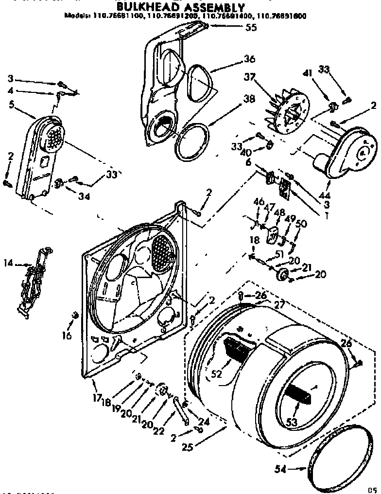 Kenmore 11076691200 bulkhead assembly diagram