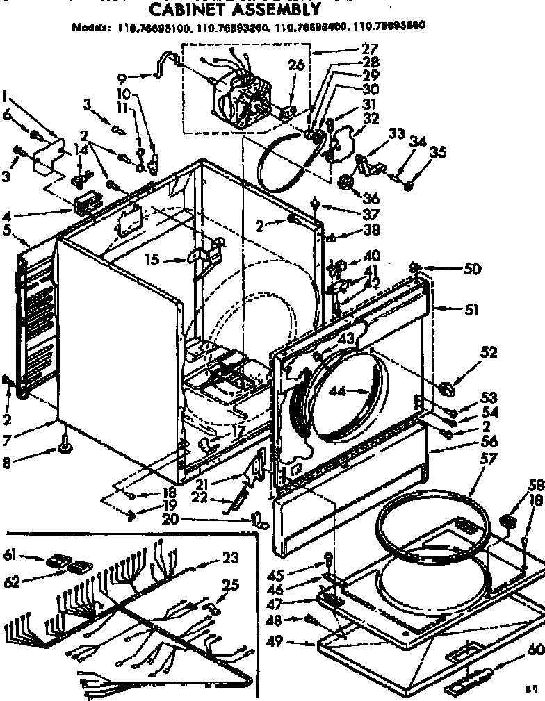 Kenmore 11076693100 cabinet assembly diagram