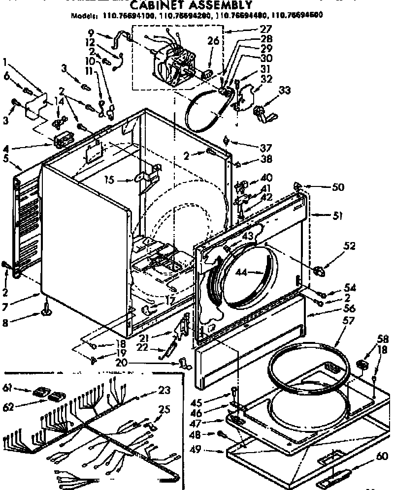 Kenmore 11076694100 cabinet assembly diagram