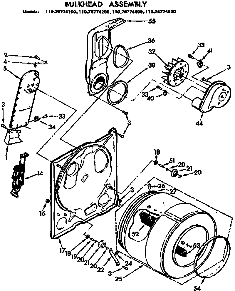 Kenmore 11076774400 bulkhead assembly diagram