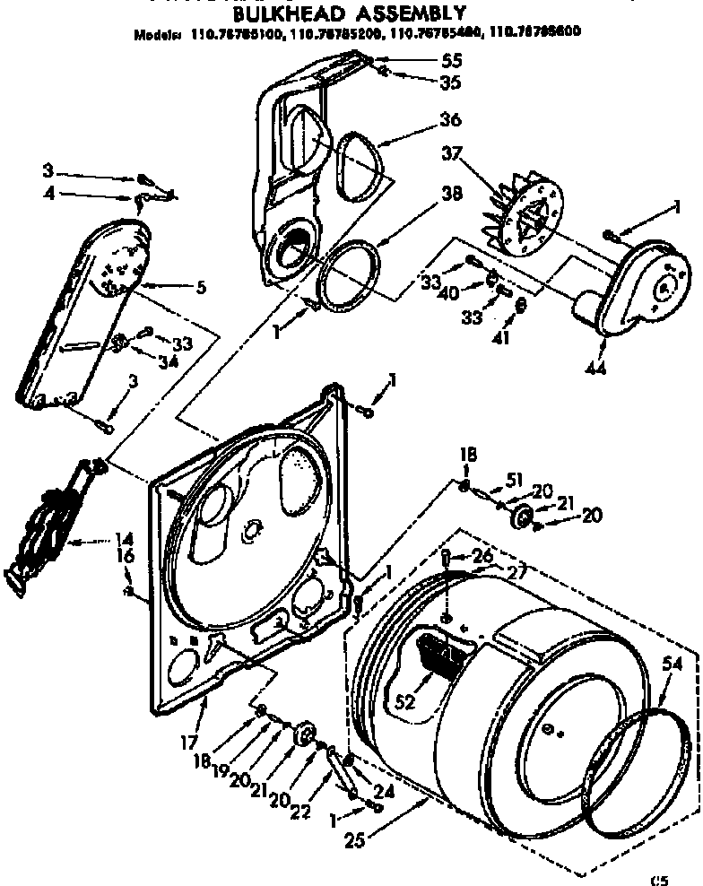 Kenmore 11076785200 bulkhead assembly diagram