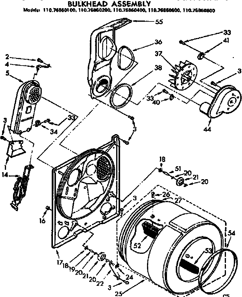 Kenmore 11076860400 bulkhead assembly diagram
