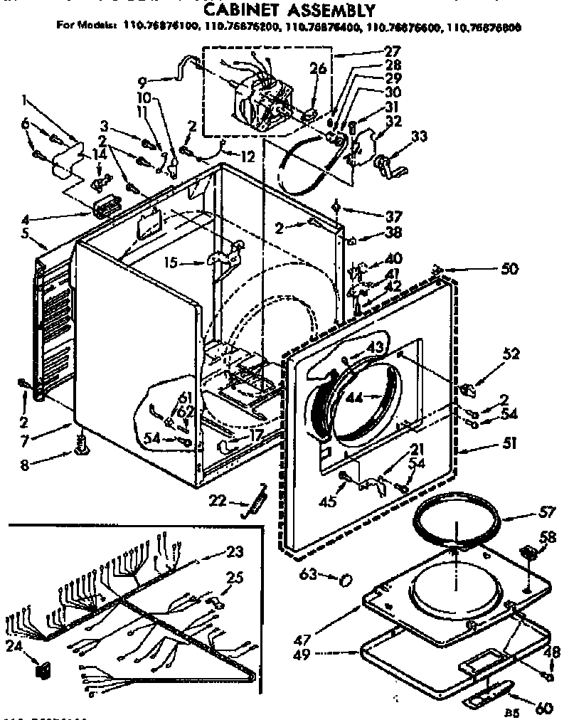 Kenmore 11076876600 cabinet assembly diagram
