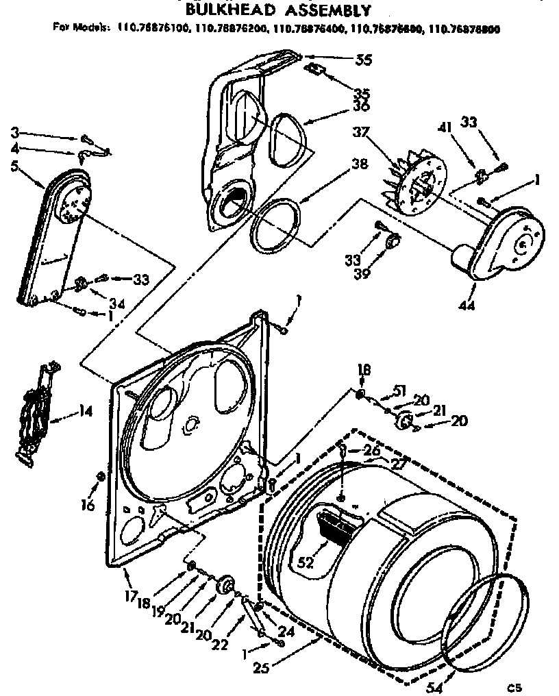 Kenmore 11076876600 bulkhead assembly diagram