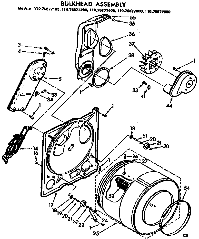 Kenmore 11076877200 bulkhead assembly diagram
