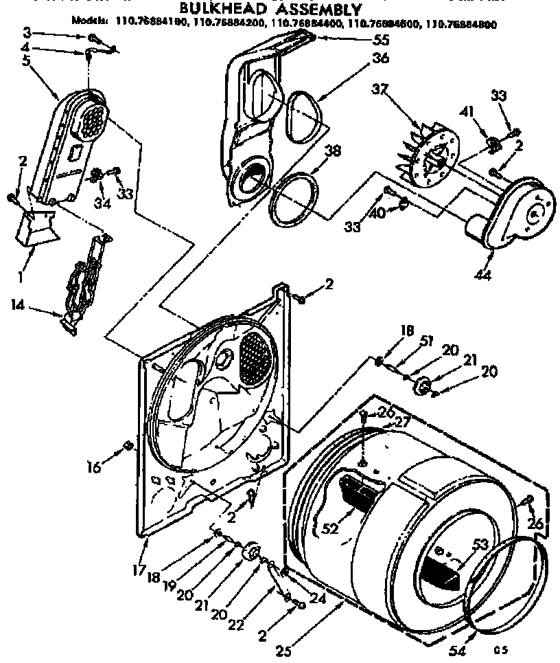 Kenmore 11076884600 bulkhead assembly diagram
