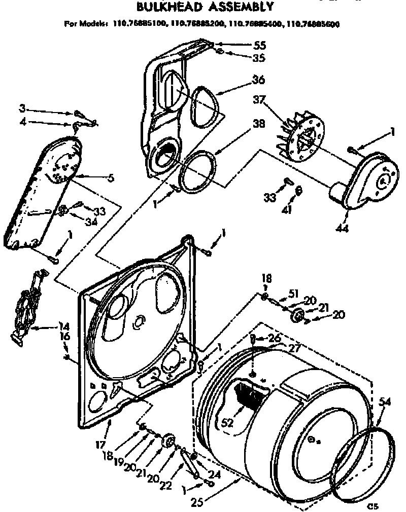 Kenmore 11076885100 bulkhead assembly diagram