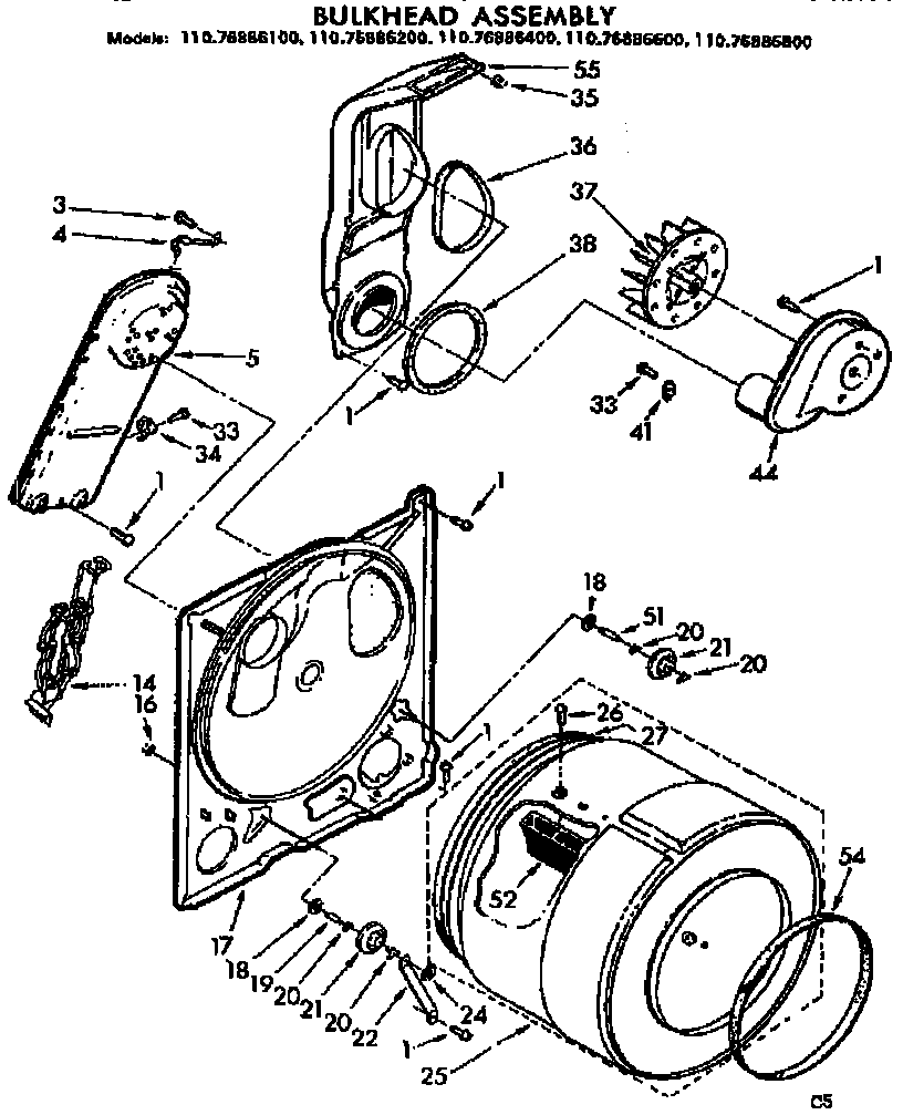 Kenmore 11076886400 bulkhead assembly diagram