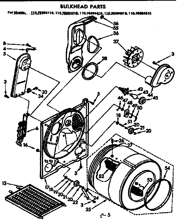 Kenmore 11076894610 bulkhead parts diagram
