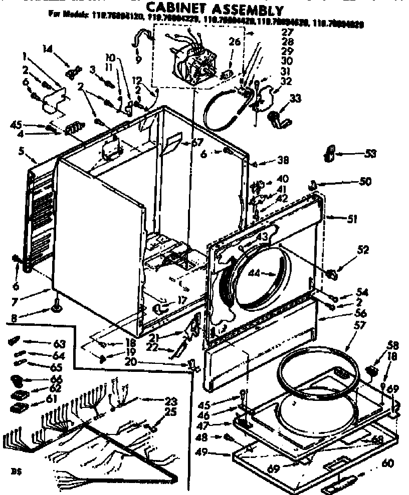 Kenmore 11076894420 cabinet parts diagram