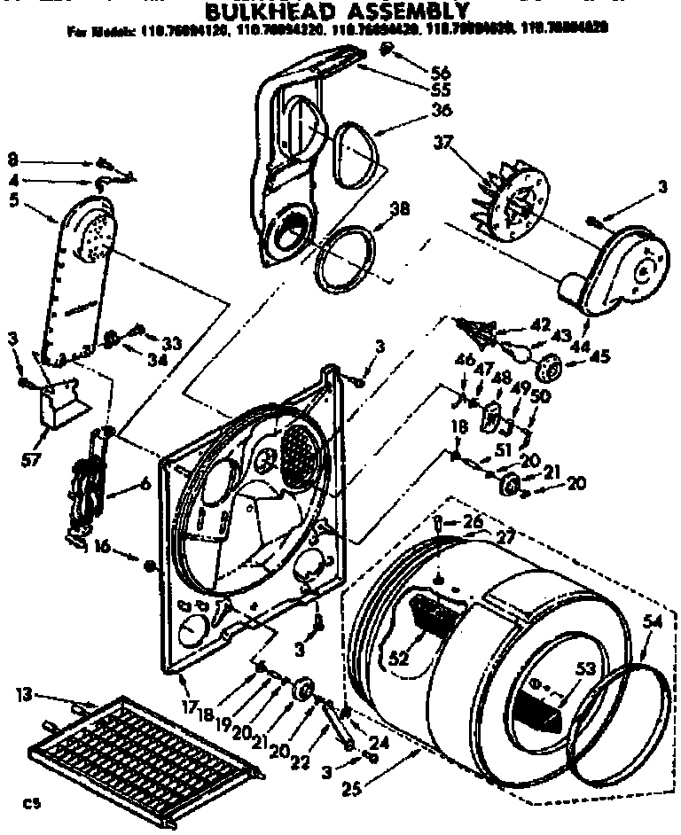 Kenmore 11076894420 bulkhead assembly diagram