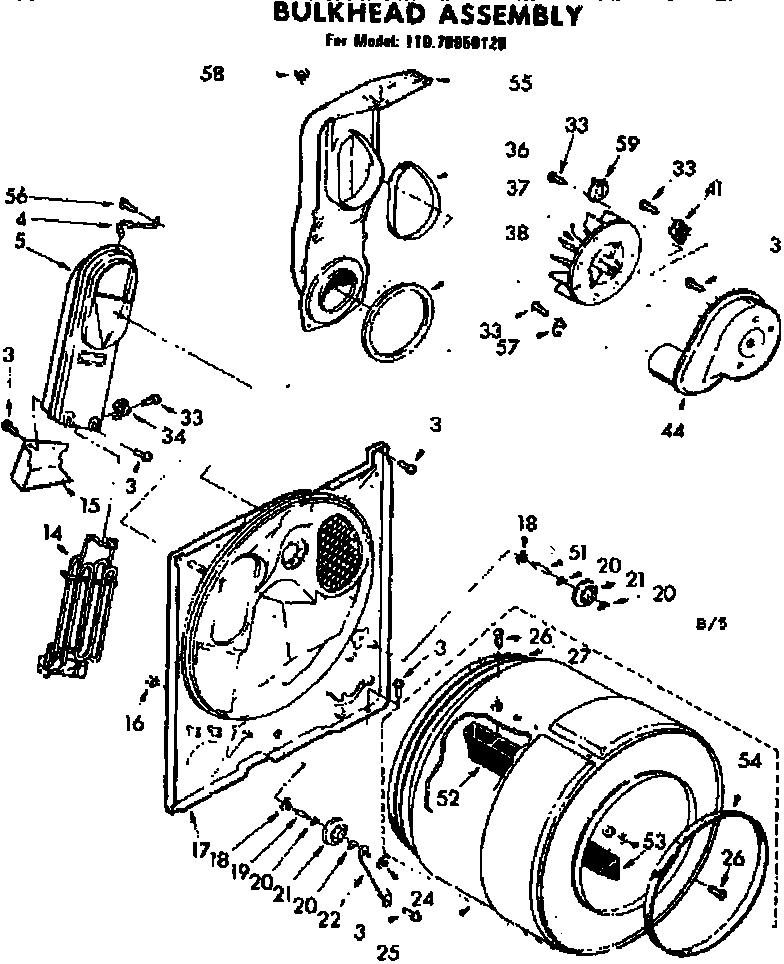 Kenmore 11076950120 bulkhead assembly diagram