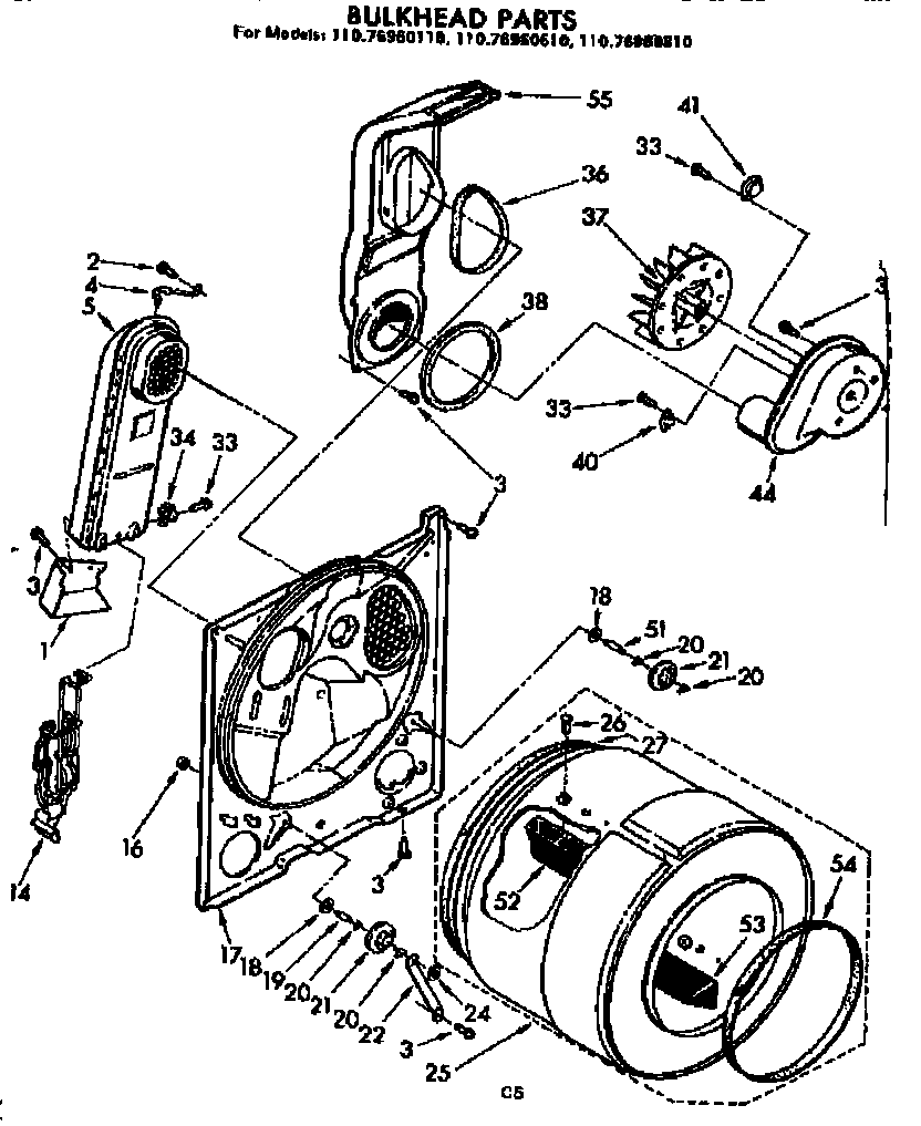 Kenmore 11076960610 bulkhead parts diagram