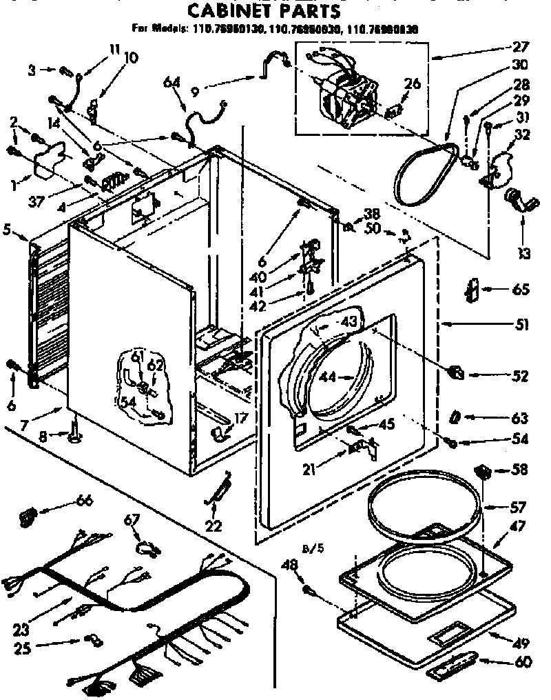 Kenmore 11076960630 cabinet parts diagram