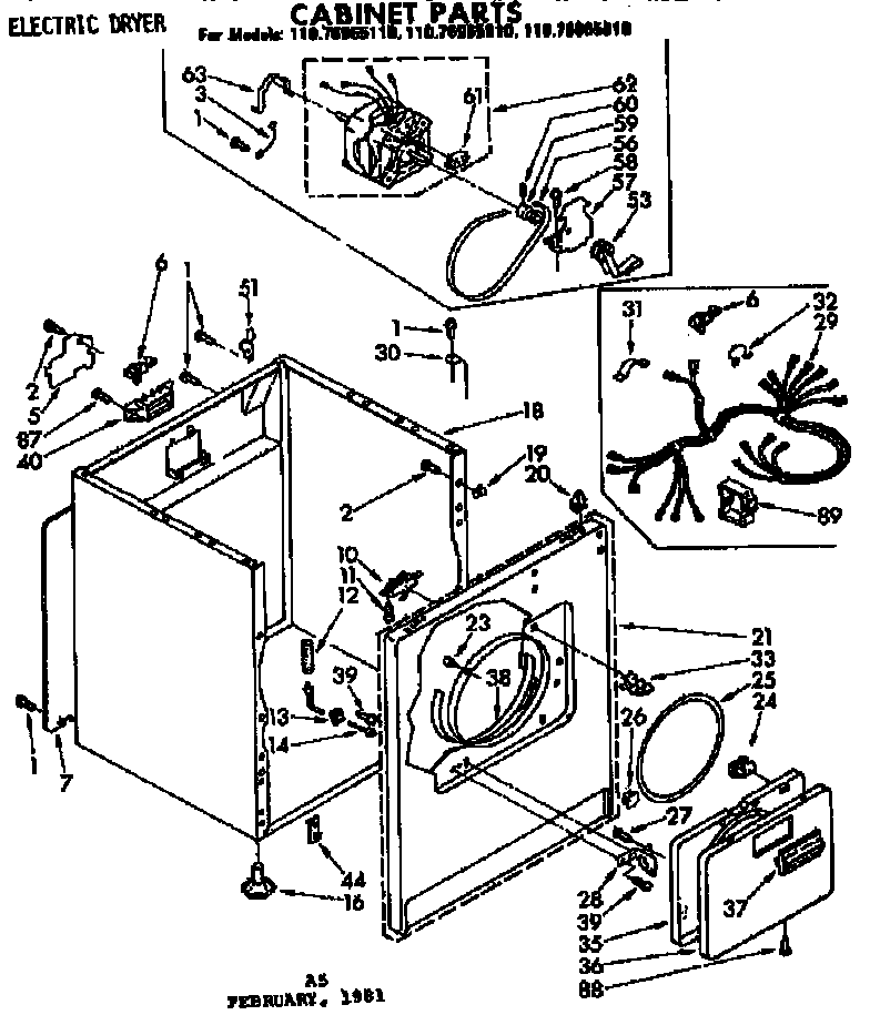Kenmore 11076965110 cabinet parts diagram