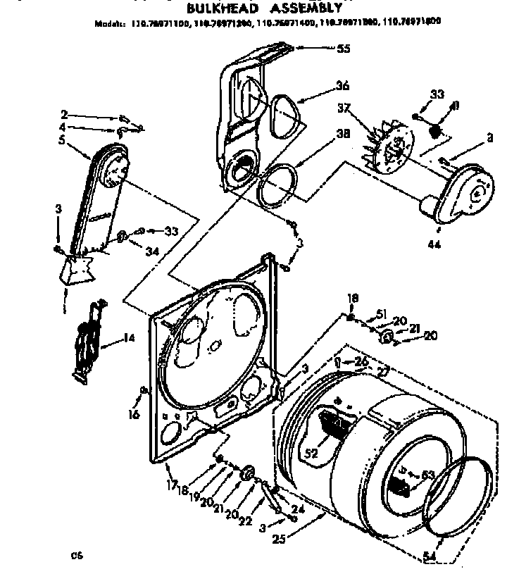 Kenmore 11076971400 bulkhead assembly diagram