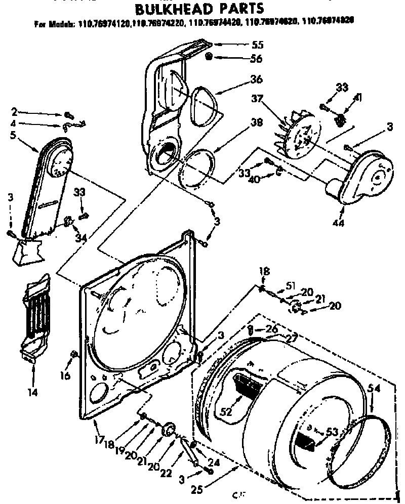 Kenmore 11076974820 bulkhead parts diagram