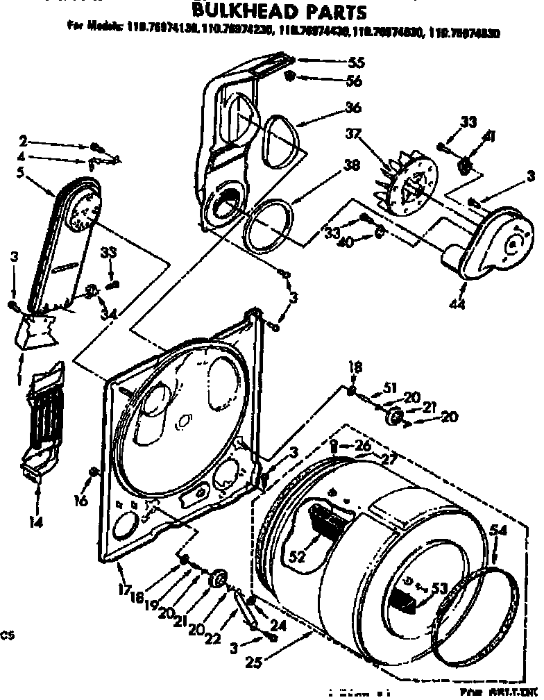 Kenmore 11076974230 bulkhead parts diagram