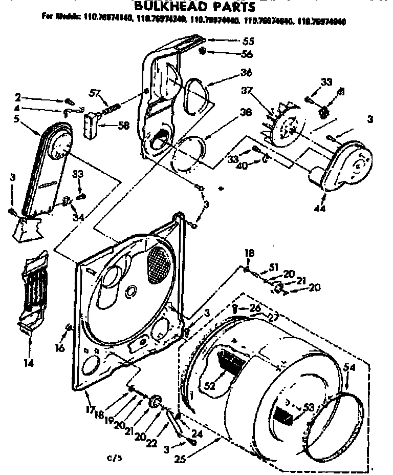 Kenmore 11076974840 bulkhead parts diagram