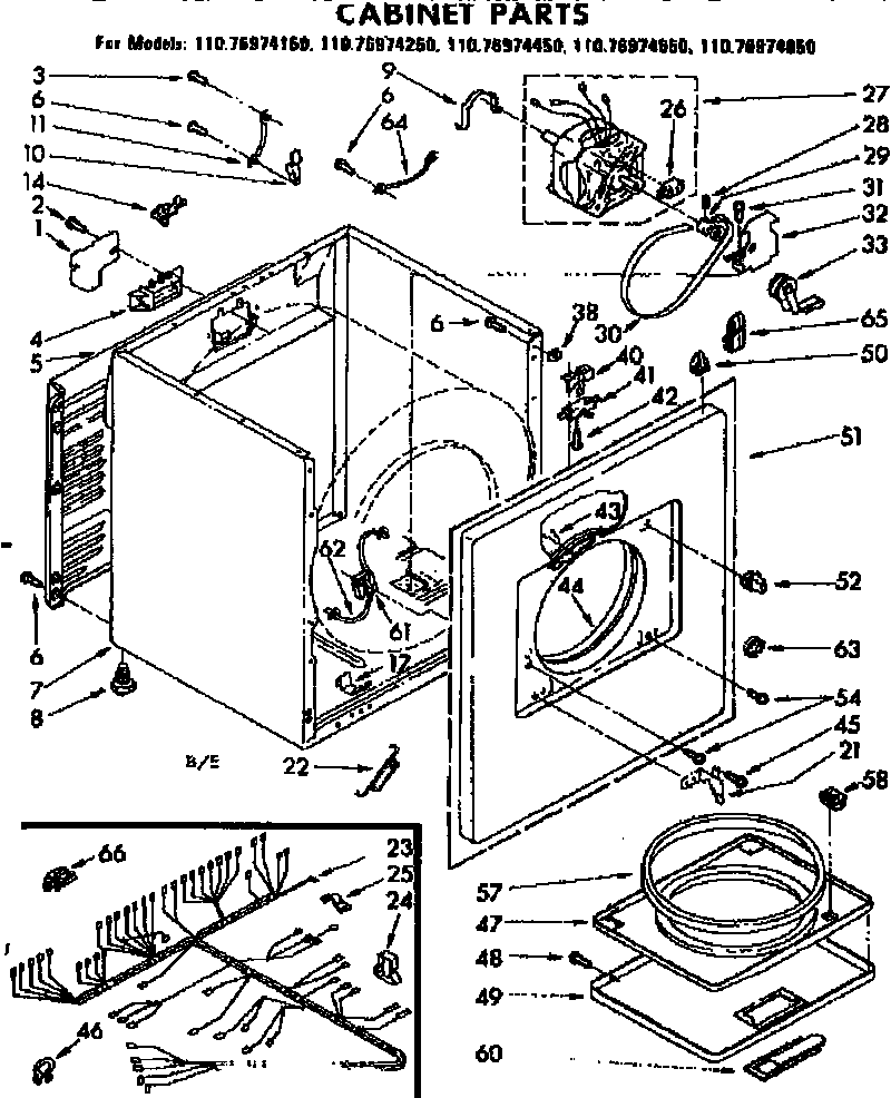 Kenmore 11076974450 cabinet parts diagram