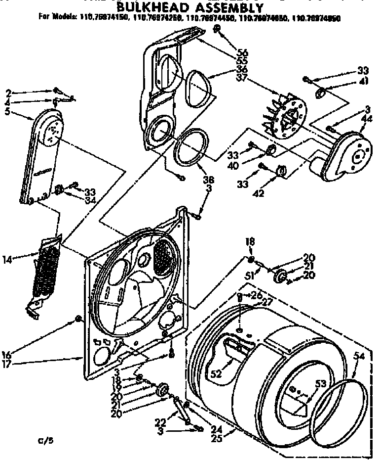 Kenmore 11076974450 bulkhead assembly diagram