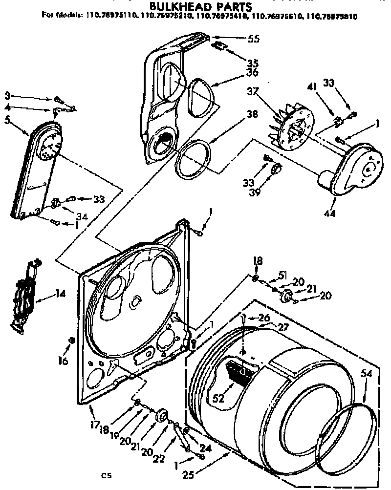 Kenmore 11076975610 bulkhead parts diagram