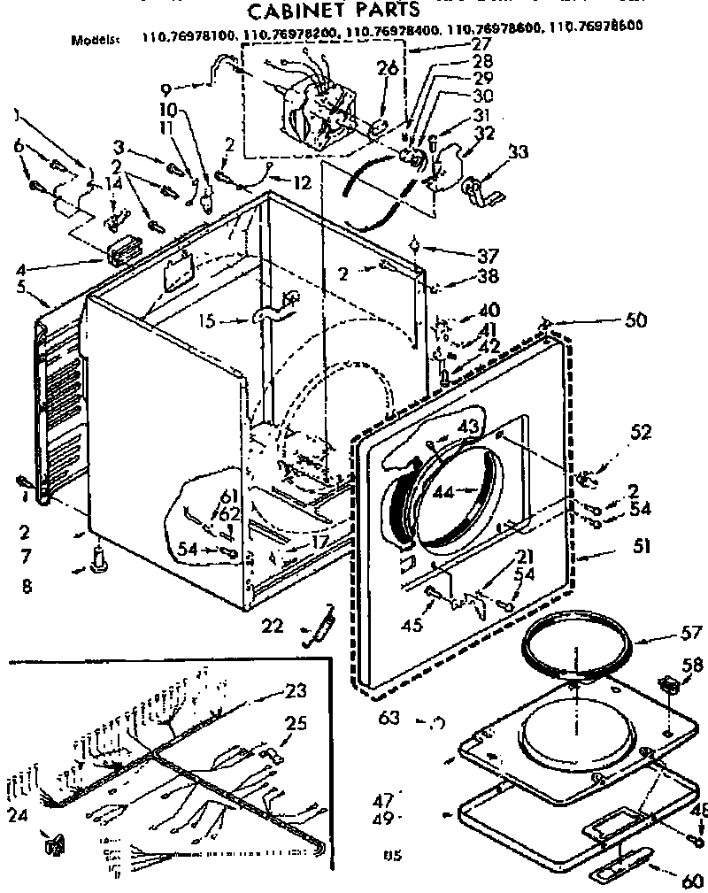 Kenmore 11076978100 cabinet assembly diagram