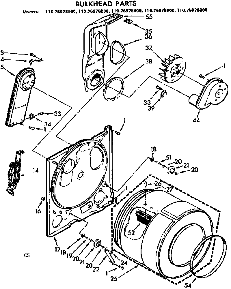 Kenmore 11076978100 bulkhead assembly diagram