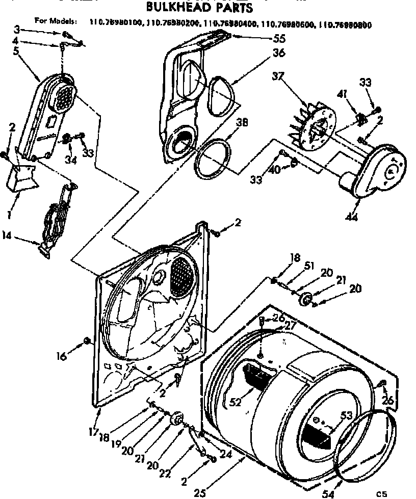 Kenmore 11076980400 bulkhead parts diagram