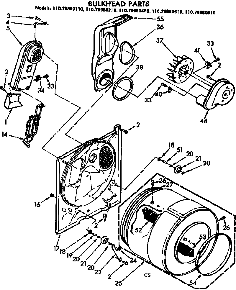 Kenmore 11076980810 bulkhead parts diagram