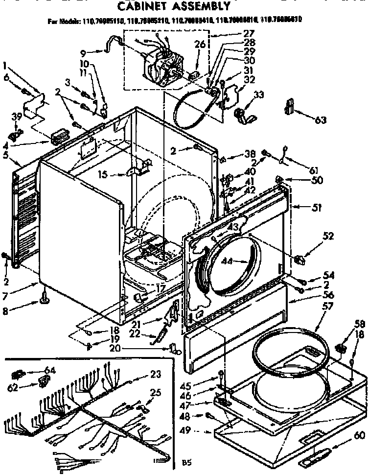 Kenmore 11076985810 cabinet assembly diagram