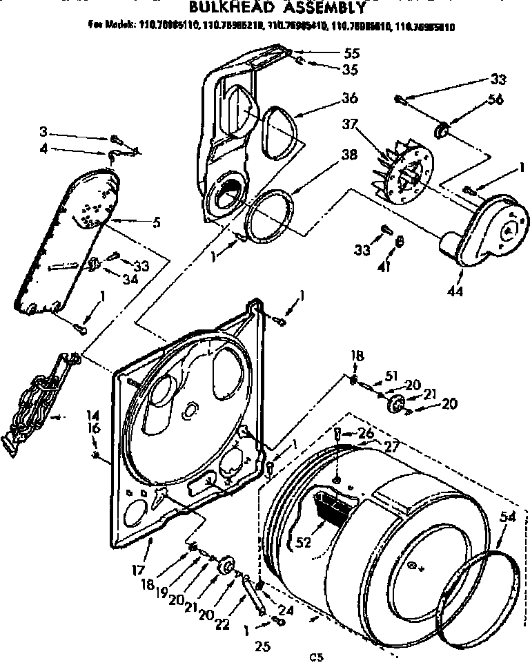 Kenmore 11076985810 bulkhead assembly diagram